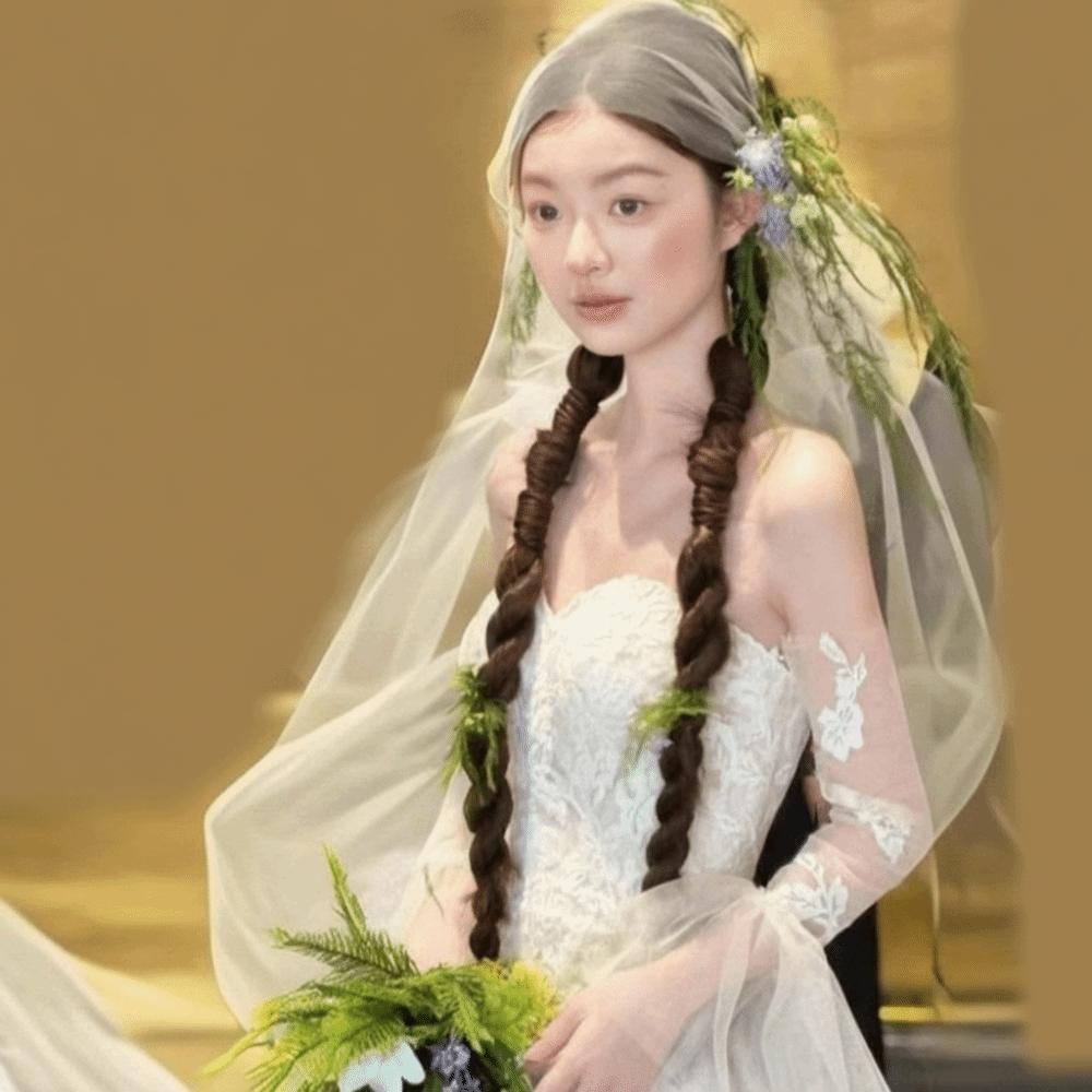 2 Stück Haarverlängerungen Laterne Doppelte geflochtene Perücke Handgefertigt Neue chinesische Stil Perücke Party