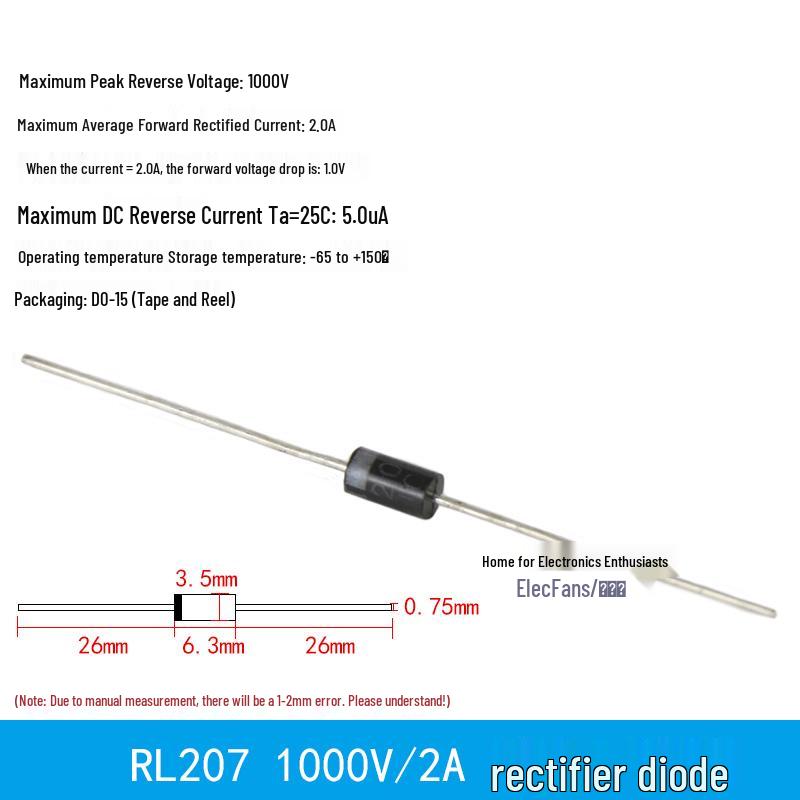 Plug-in Diode Switch/Rectifiers 1N4007, 5408, 1N5819, 1N4148, 5822, 6A10, 10A10
