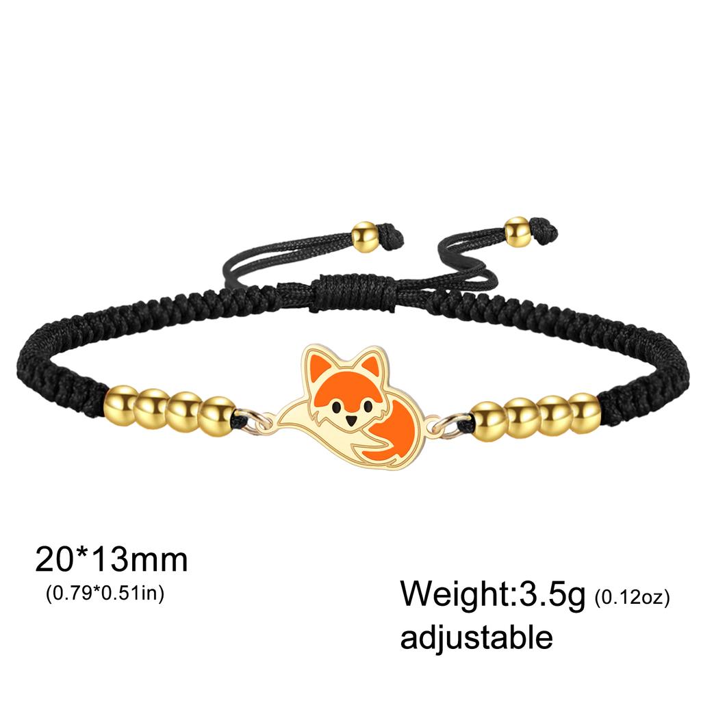 Edelstahl Fuchs Anhänger Armband für Damen Mädchen Verstellbares Seil Fuchs Armband Niedliches Tier Schmuck Geschenk
