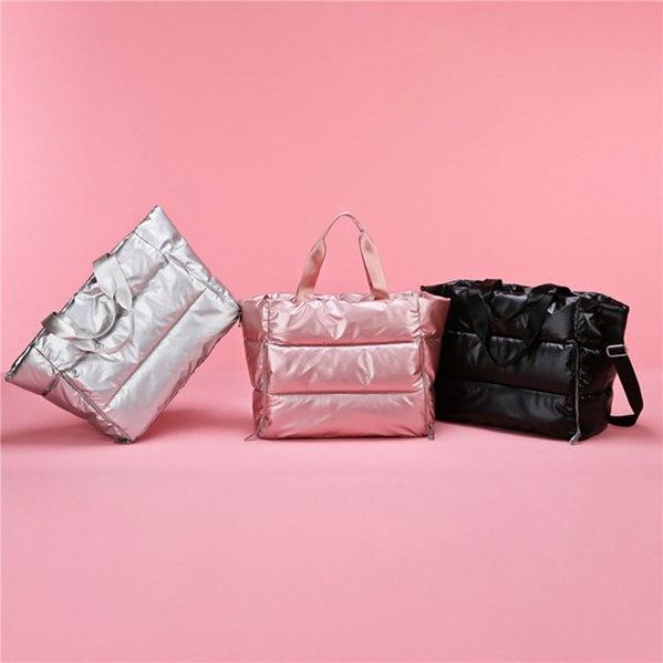 

Ladies Large Capacity Shoulder Bag Waterproof Nylon Space Down Tote Bag Casual Sports Gym Bag