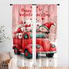 Set Of 2 Happy Valentine Day Gnome Red Truck Curtains Perfect Festive Window Decor Curtain Made Polyester With Rod Pocket