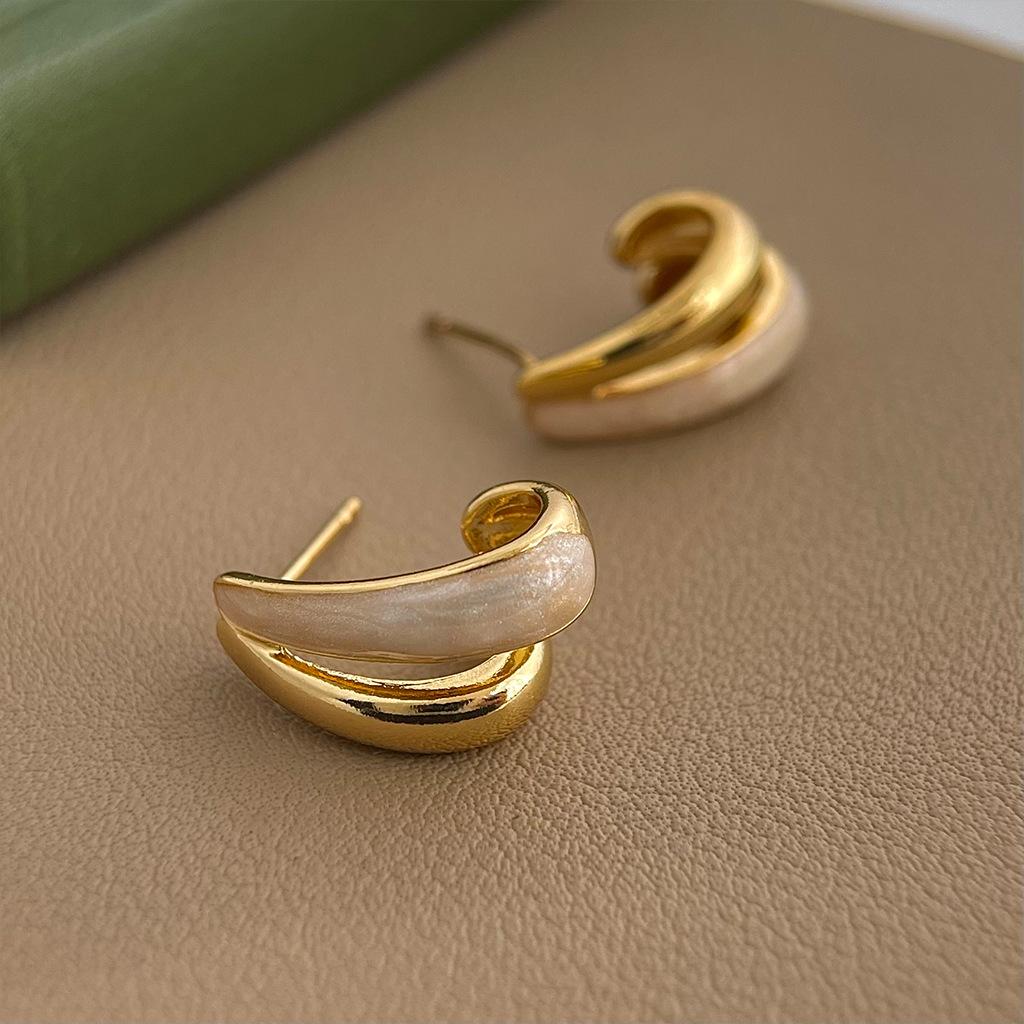 Personalized Double-layer Three-dimensional Fashionable and Simple Earrings 1 pair