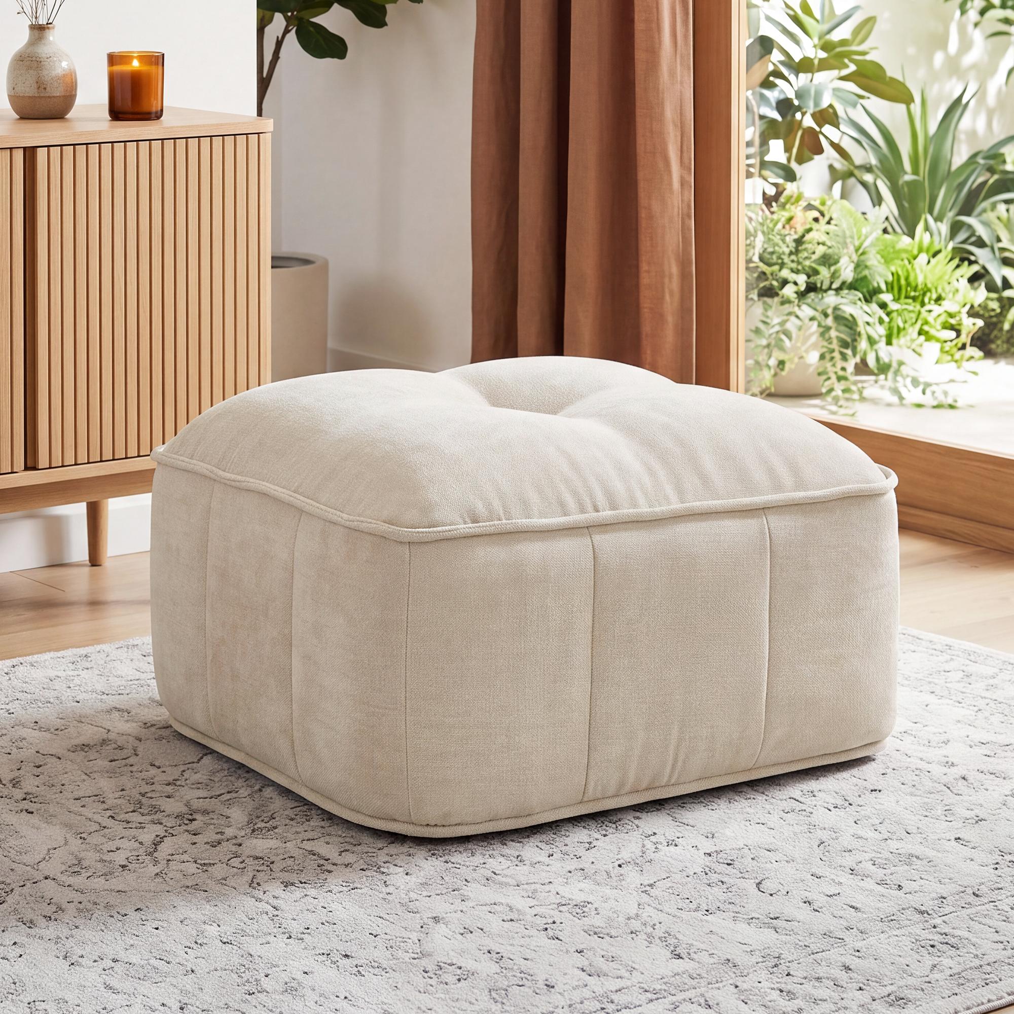 Ottoman Polyester-Beige 76 x 69 x