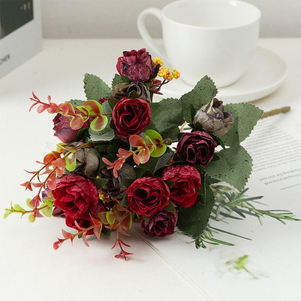 Multicolor Rose Bouquet Artificial Flower DIY Accessories Fake Flower  Wedding Decoration