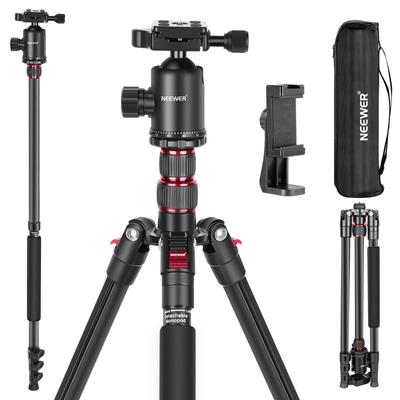 NEEWER Kamerastativ 197 cm für DSLR 360-Grad-Kugel 2-Achsen-Center Arca QR-Platte aus Aluminium Stativ für Sport Mountain Tragetasche Maximale Belastung