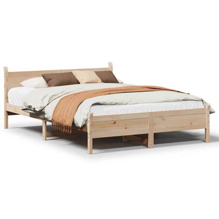 VidaXL Bed Frames Without Mattress 135x190 Cm Solid Pine Wood, Bedroom Furniture, Bed Base, Wooden Bed, Bed, Bed 855606