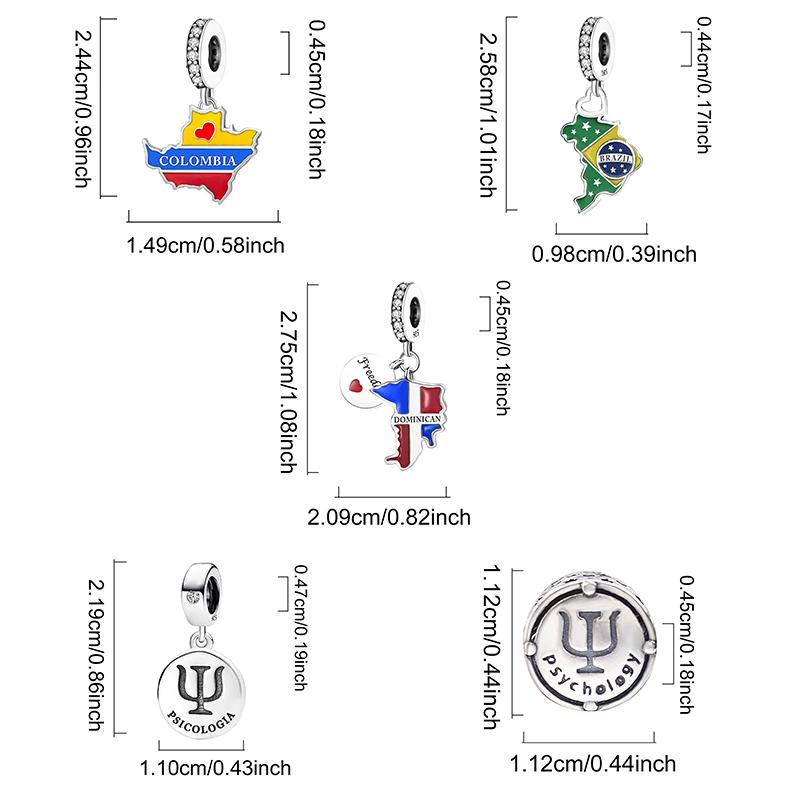 Copper Columbia Various Countries Pendant Charm Ball Suitable For Bracelets Diy For Women'S High Quality Jewelry