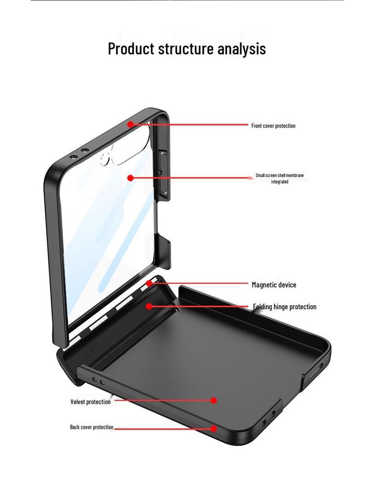 Samsung ZFlip7 Case: Ultra-Thin Foldable Screen Protector with Magnetic Adsorption - Full Coverage, Hard Shell Design.