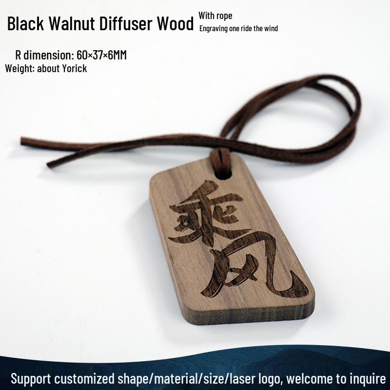 Natural Black Walnut Blessing Keychain Pendant with Custom Engravings