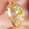 Vintage Inlaid White Champagne CZ Women's Ring Ethnic Gold Color Geometry Daily Wear Party Jewelry Anniversary Gift