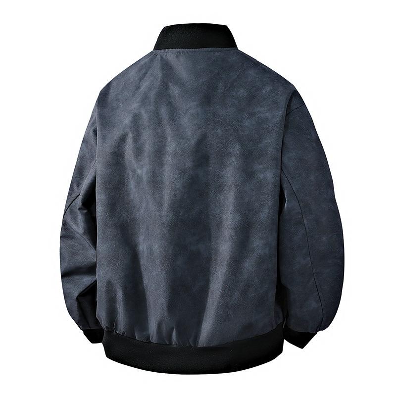 Versatile Coat Minimalist Spring and Autumn Jacket Men's Baseball Suit Men Floral PU Leather Flight Suit Loose Breathable Work Casual Jacket