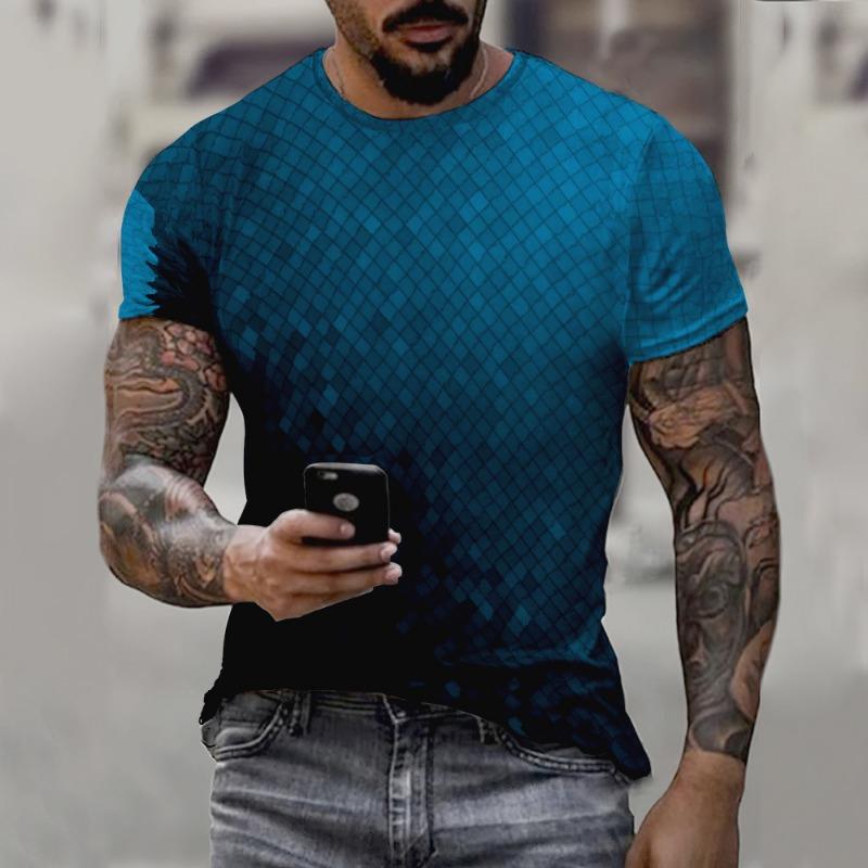 Summer Retro Men's T-shirt Trend Street Personality Tough Guy Sports Short Sleeved O-neck Wide Shirt