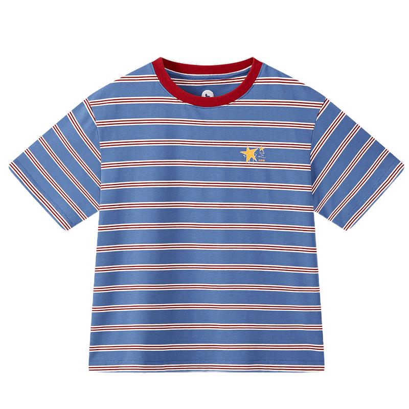MQD Boy's Collegiate Street Style Striped Short-Sleeve T-shirt