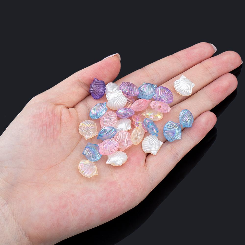 10pcs 20pcs Colorful Resin Shell Beads Jewelry Making Plastic Ocean Loose Spacer Bead DIY Holiday Bracelet Necklace Accessories