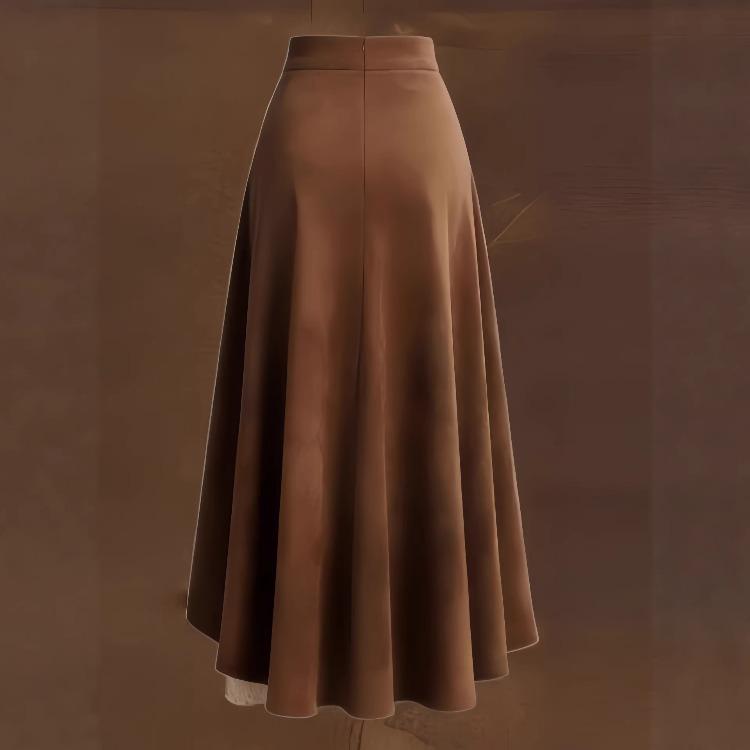 Women’s Unique Street-style Denim Skirt with A Retro Western Vibe Featuring Suede and Lace Panels