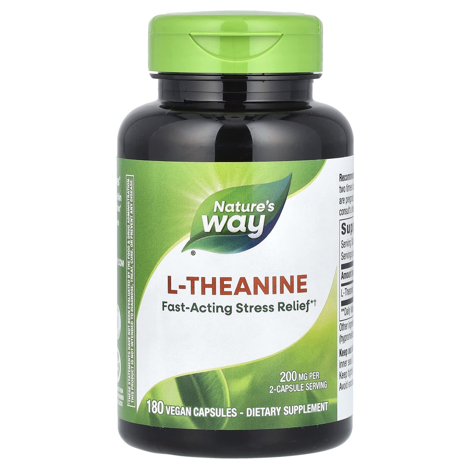

Nature s Way, l-theanine, 200mg, 180 vegetable capsules (100mg per capsule)