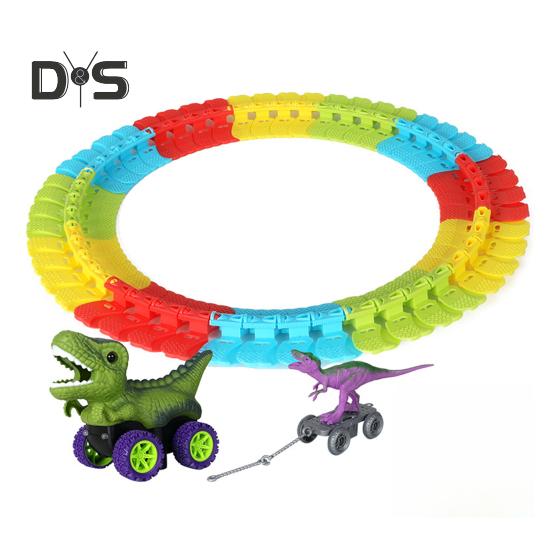 1 sada Dinosauří autodráha s lehkou hudbou Vzdělávací DIY stavění dráhy Antigravitační hra na horské dráze Dino Truck Hračka šplhání závodní auto