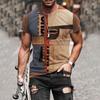 Men Spring Summer Casual Slim 3D Printed Short Sleeve T Shirt Top Blouse