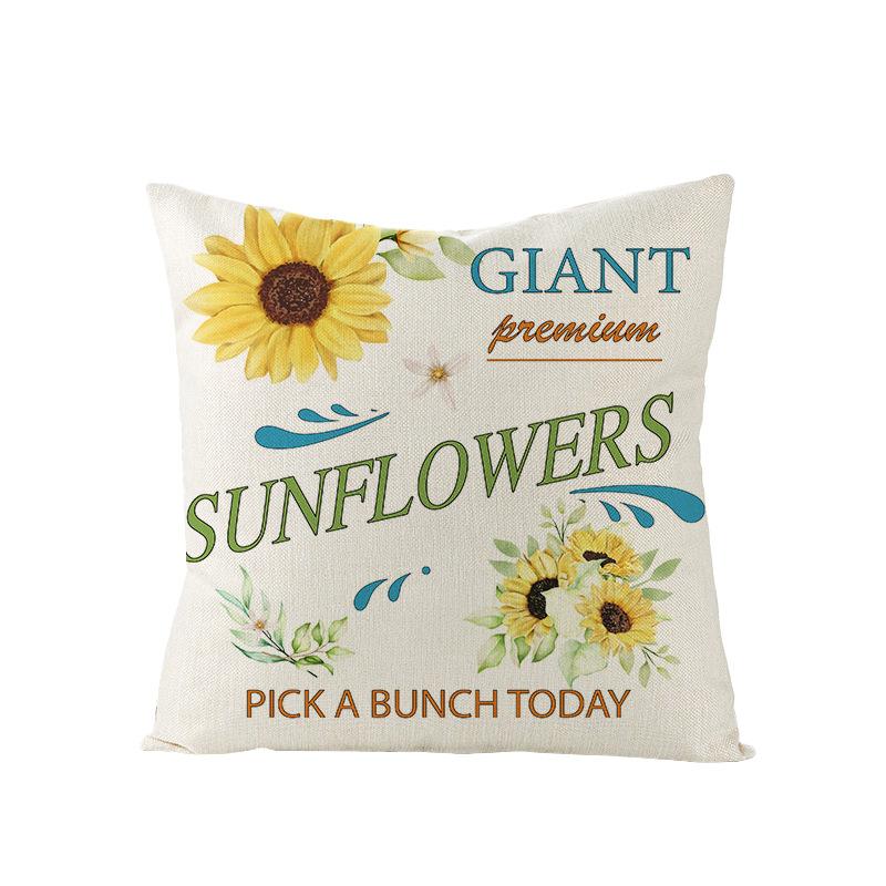 Polyester Pillowcase Sunflower Print Home Living Room Sofa Bedroom Bedside Pillow Case