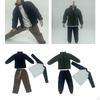 3 Pieces 1/6 Male Fleece Jacket and T Shirt Pants Costume for 12 inch Figures Dress up