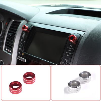 For Toyota Tundra 2007-2013 Aluminium Alloy Silver/Red Car Audio Stereo Volume Control Knob Ring Cover Car Accessories