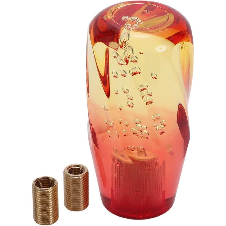 

Car Shift Knob, 15cm Universal for Automatic and Manual Vehicle Gear Shifter Knob with 2 Adapter Acrylic Yellow Red, 1 Set 10cm
