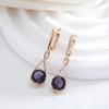 Purple Zircon Crossing Style Pendant Earrings for Women Trendy Golden Light Luxury Jewelry Keep Color