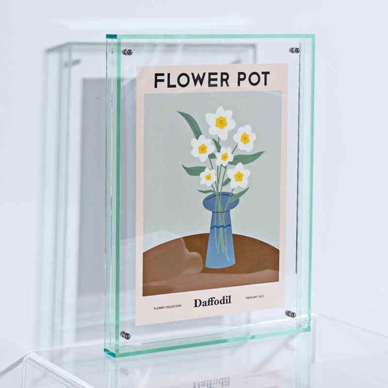 Floating Picture Frame Acrylic Frames for Wall Mounted Tabletop Standing Decorative Photo Frames Neon Translucent Hanging Frame