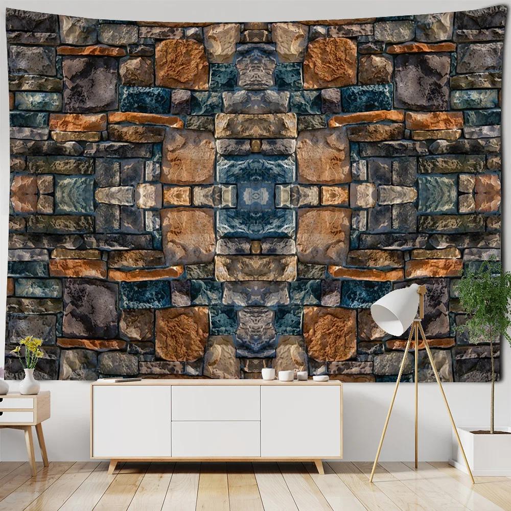 Colorful Stone Wall Tapestry Wall Hanging Bohemian Print Retro Art Room Wall Background Fabric Home Aesthetics Decoration