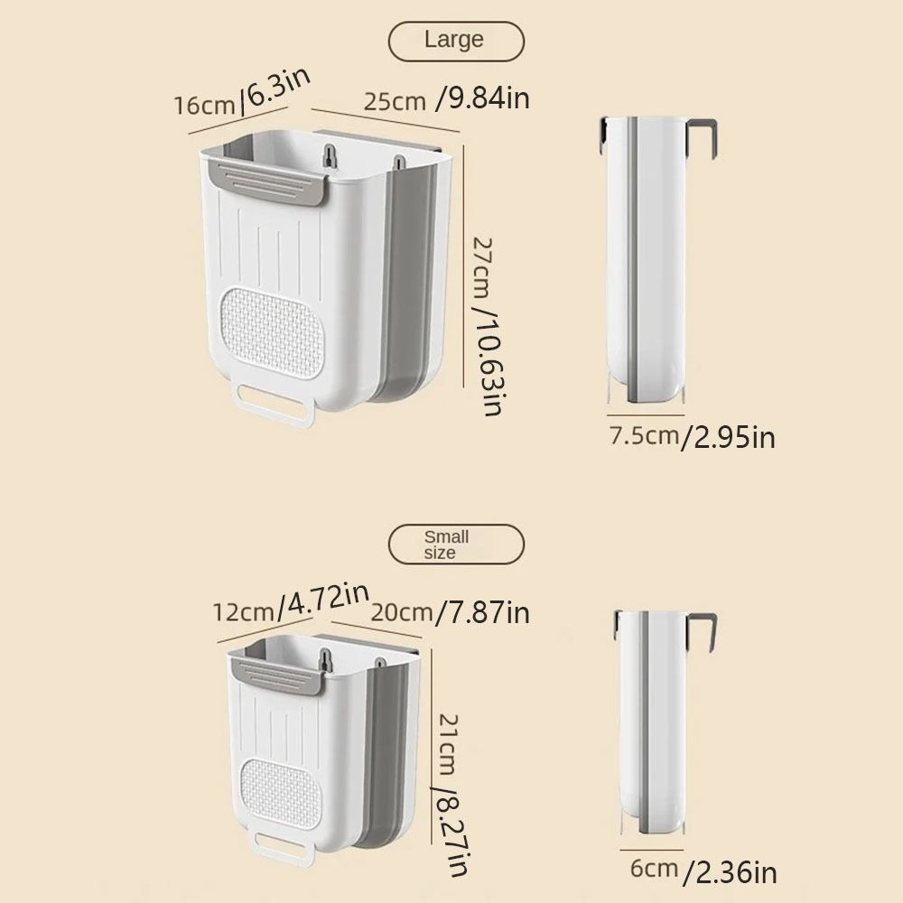 Space-saving Foldable Trash Can Hanging Toilet Storage Bucket Wall Mount Trash Bin  Cabinet Door