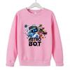 Bluza z kapturem dla dzieci Astro Bot - Kreskówka, okrągły dekolt, nadruk robota kosmicznego