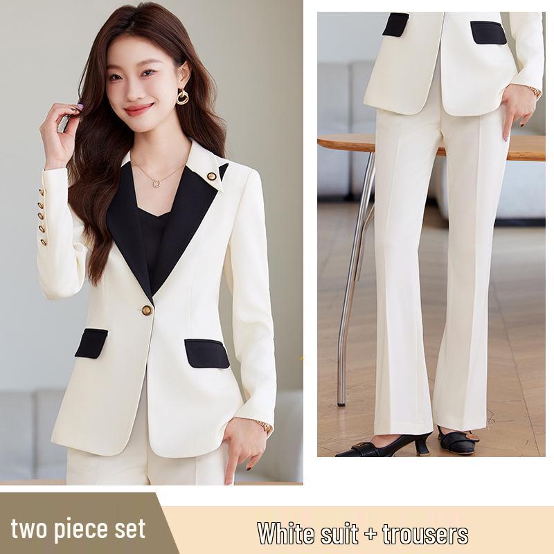 Women's White Suit Set - 2026 Spring/Autumn Professional Goddess Style High-End Jacket