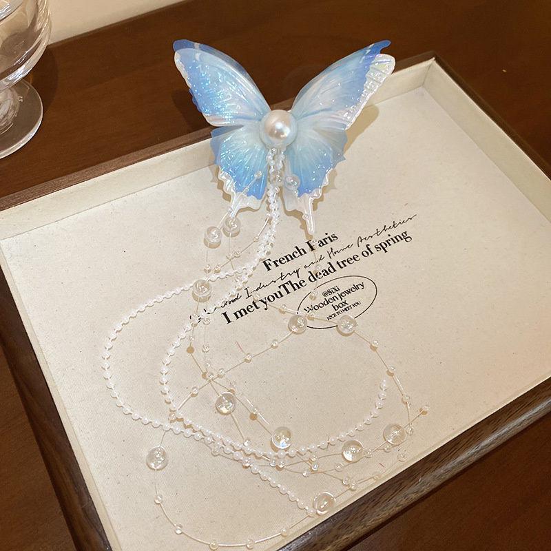 Čínská sponka do vlasů s třásněmi ve tvaru motýla pro ženy - Dynamický vílí dlouhý přívěsek Vlasové doplňky