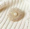 Fashion Metal Sun Flower Pearl Brooches For Women Clothing Coat Badges Jewelry Accessries Gifts