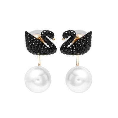 Boucles d'oreilles en cristal imitation percées en forme de cygne noir pour femmes 5193949