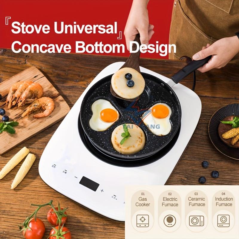 1pc Stainless Steel Non-Stick Skillet, Multi-Section Breakfast Pan with Burger & Egg Mold, Handle, Compatible with Gas Stove