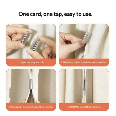 Clip Magnetiche per Tende Facili da Usare Fermatende Senza Foratura per Camera da Letto Salotto Decorazioni per la Casa Fascette Magnetiche Forti