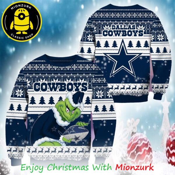 Grinch Dallas Cowboys Football NFL 2025 Xmas Ugly Sweater Unisex T-Shirt M