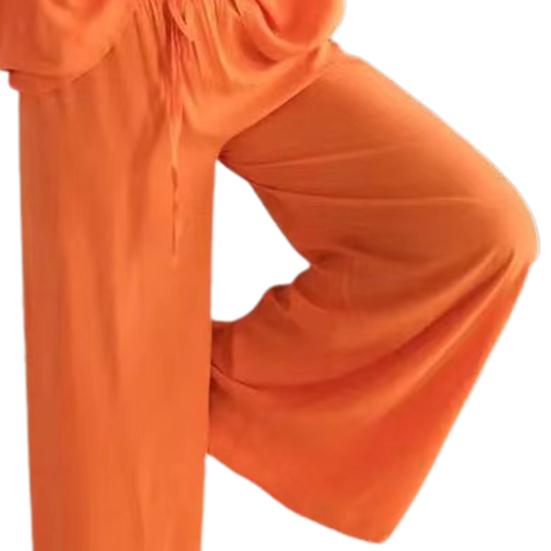 2Pcs/Set Women Summer V-neck Batwing Half Sleeve Tops High Waist Elastic Waistband Wide