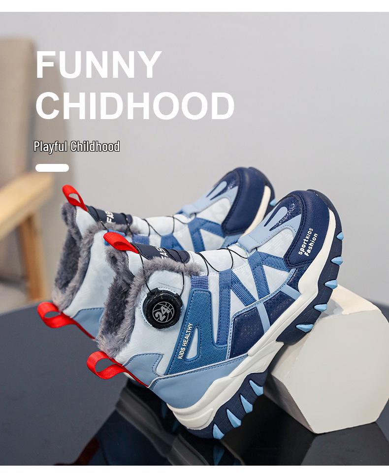 Children's Soft Sole Non-Slip Sneakers - Autumn/Winter 2025, Velvet-Lined, Thickened Warm Cotton, Casual Sports Shoes for Medium & Large Kids