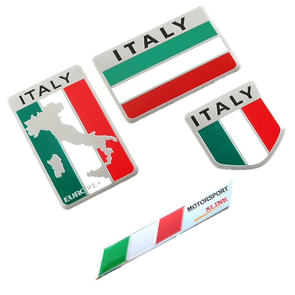 EXDUCT Aluminum Plate Italy Emblem Decoration Sticker National Flag Car