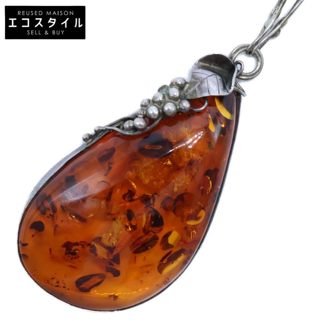 SV925 925 Amber Chain Necklace SilverUsed