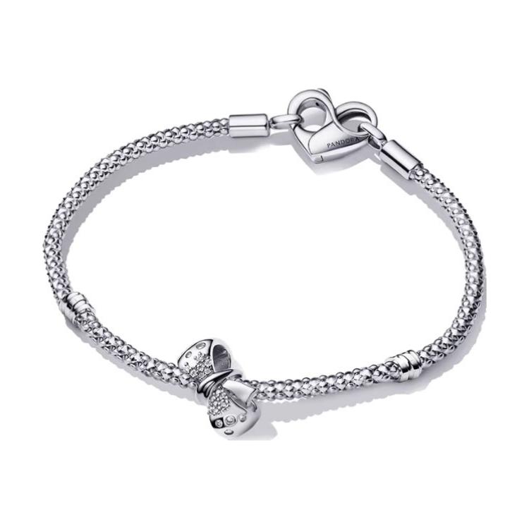 Pandora Butterfly Knot Heart Decoration 925 Silver Bracelet Women bracelets ZT3077 Shopping Bag,18