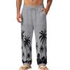 Four Seasons Men's Relaxed Fit Beach Resort Casual Printed Straight-Leg Linen Trousers