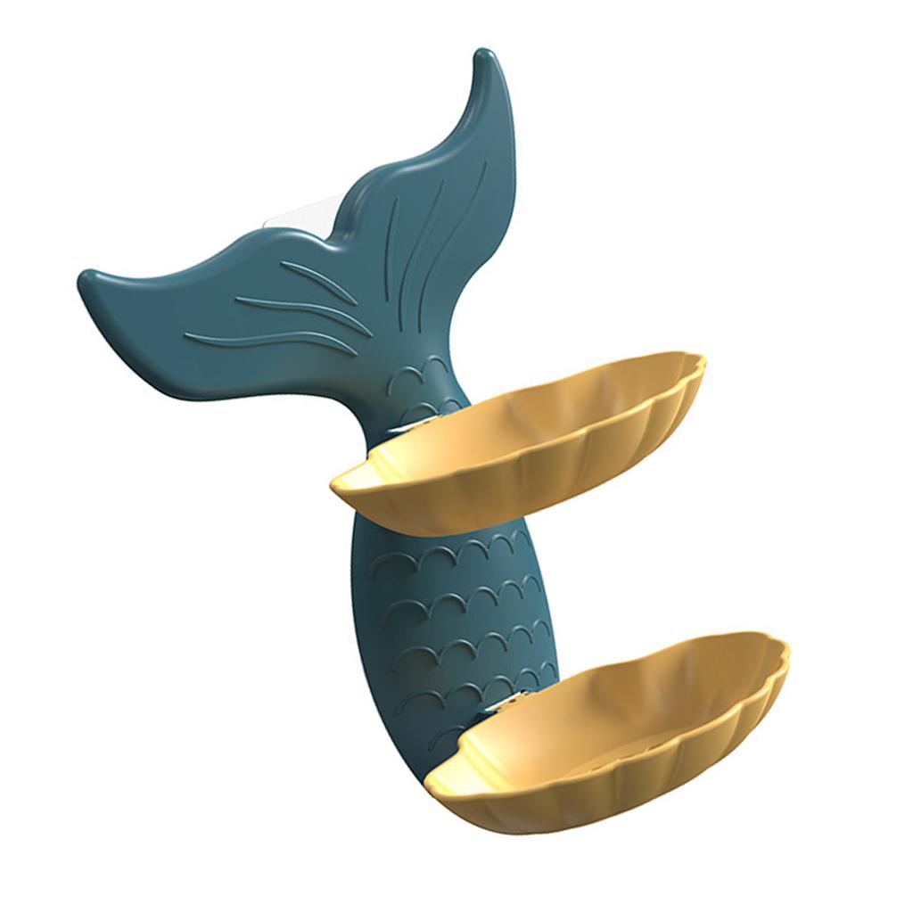 Double Layer Soap Dish Wall Mounted PP Goldfish Shaped Soap Draining Holder for Bathroom