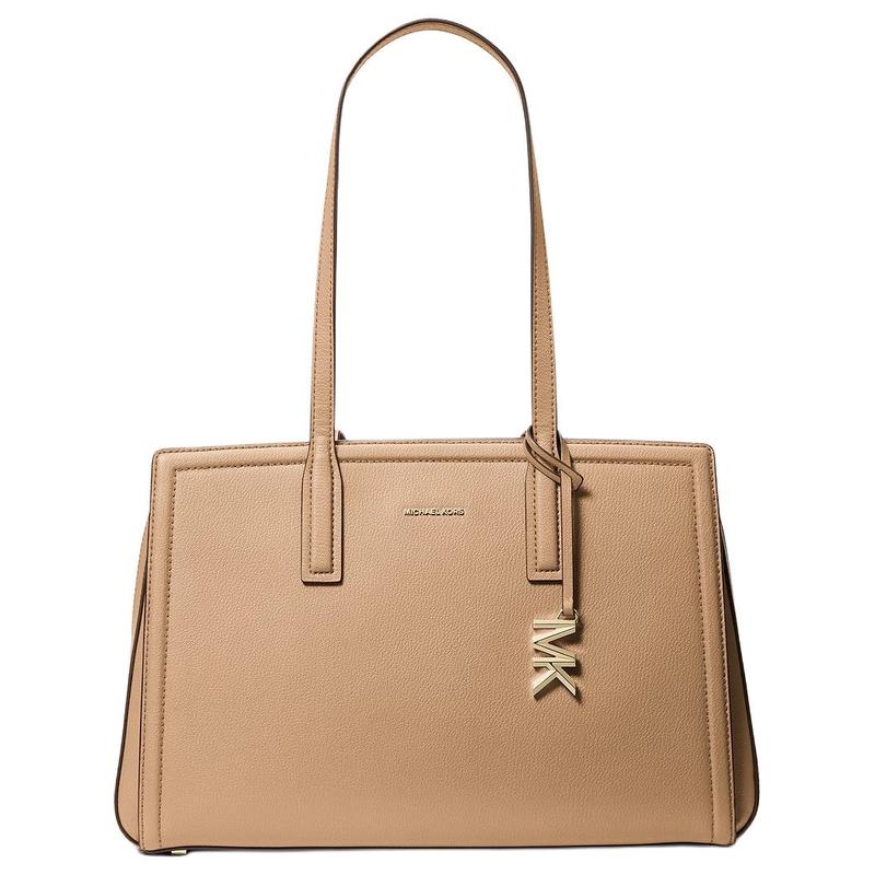 MICHAEL KORS Laila Logo Charm Cowhide Tote Shoulder Bag Medium Women s Natural коричневый