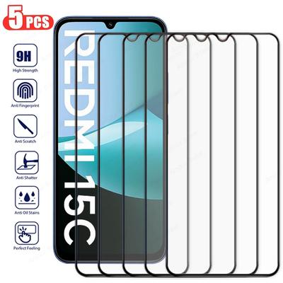 5 STÜCK Gehärtetes Glas für Xiaomi Redmi 15C 14C 13C 12C 15 13 12 Turbo 4 Displayschutzfolie auf Redmi K80 K70 Ultra K60 Pro A5 A3