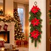 European Style Plastic Christmas Wreath Ornament with Pine Needles and Red Berries