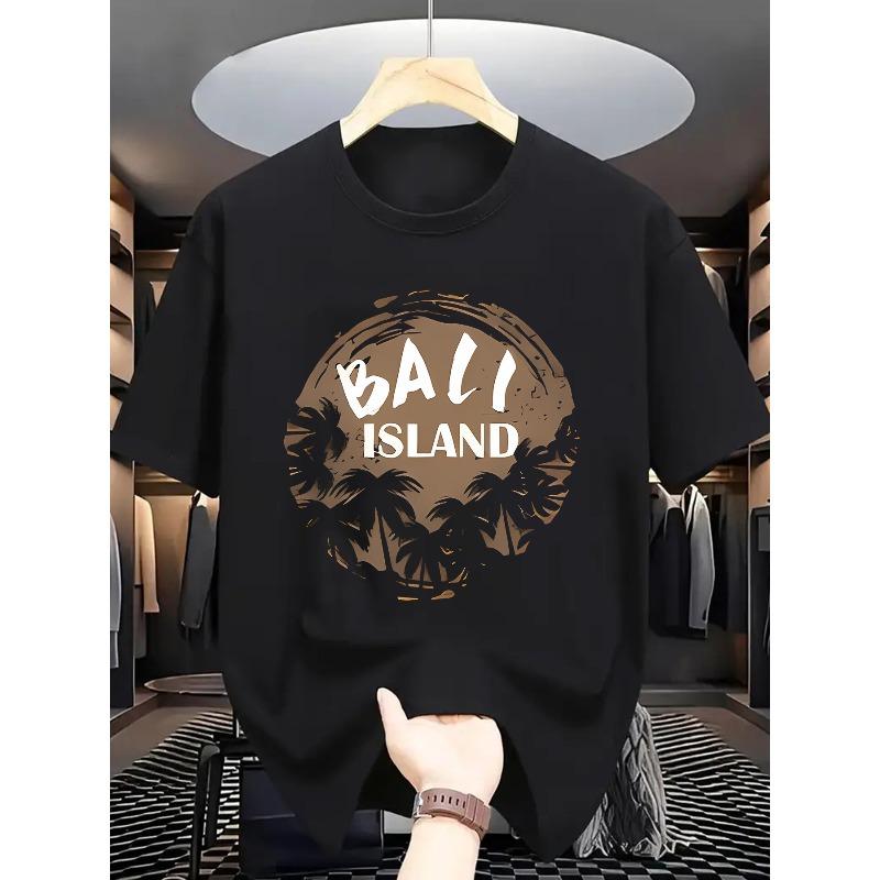 Men Short Sleeve T-Shirt with Letter Printing - Casual Round Neck Breathable Top, Regular Fit for Hot Weather, Machine Washable & Dry Cleanable S чёрный