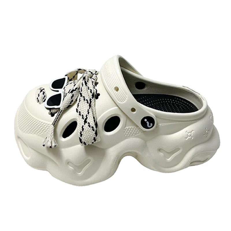 

Fashion Lace Up Chunky Platform Clogs Sandals Women Summer Hollow Out Thick Bottom Sandles Woman Non Slip Wedge Heel Garden Shoes Female 40-41 белый